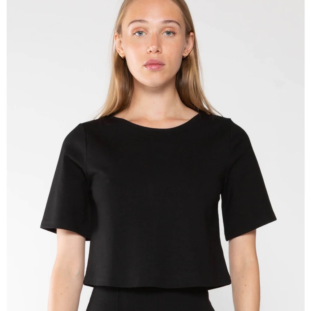 Ripley Rader BLACK PONTE KNIT SHORT SLEEVE TOP